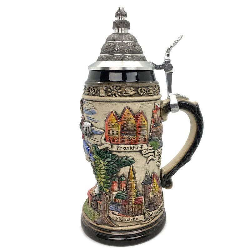 Biergarten 1L Zoller & Born Black Motif German Beer Stein -2