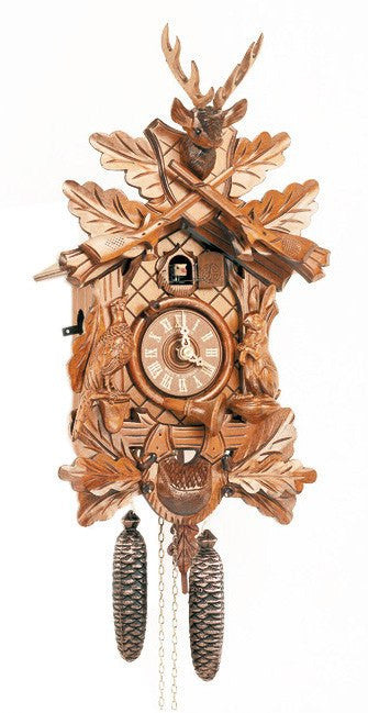 Schneider 15" Black Forest Hunter Theme Eight Day Movement German Cuckoo Clock - GermanGiftOutlet.com
